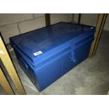 A blue metal trunk