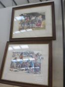 2 prints of children on the beach and donkey rides