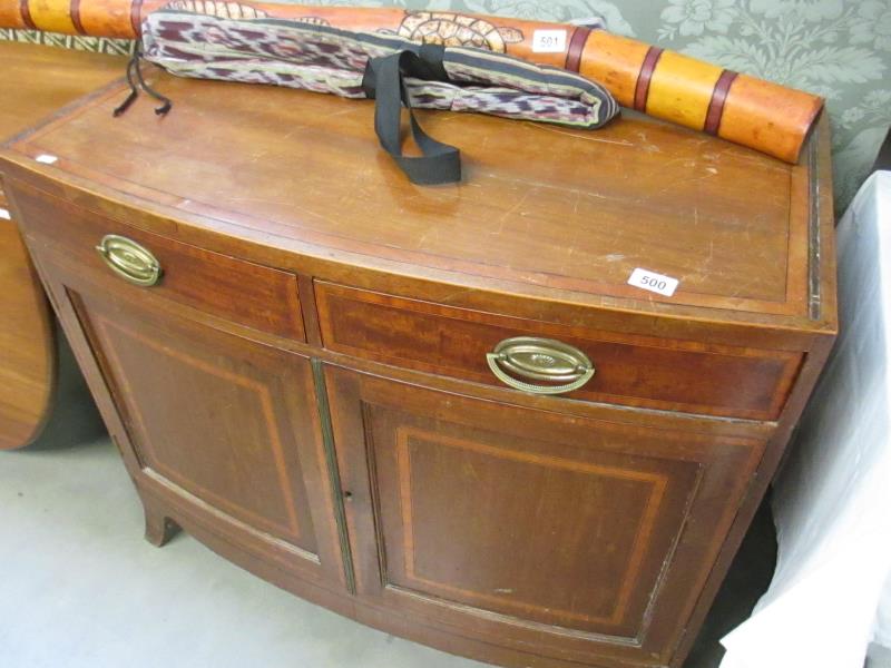 An Edwardian inlaid mahogany 2 door with drawer cupboard