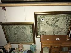 2 framed and glazed maps,