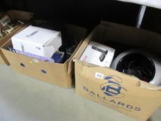 2 boxes of a mixed lot of electrical items including JBL radial speaker, laminator, compressor,