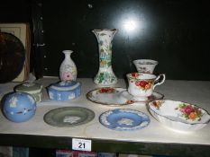 A quantity of Wedgwood trinket boxes, Royal Albert cup and saucer etc.