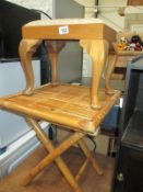 A bamboo table and a stool