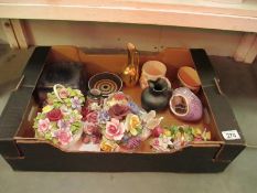 A box of china floral displays etc.