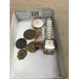 2 wrist watches and George III 1805 Hibernia coin etc.