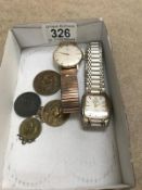 2 wrist watches and George III 1805 Hibernia coin etc.