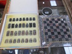 A boxed alabaster chess set