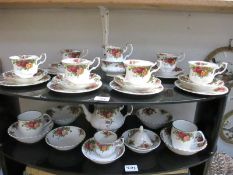 A quantity of Royal Albert Old Country Roses tea ware (teapot missing lid)