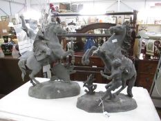 2 Victorian spelter horses a/f