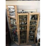 2 display cabinets and a matching corner display cabinet