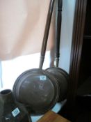 2 copper bed warmer warming pans