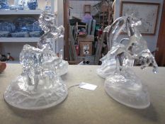 4 good glass animal figures (2 horses,