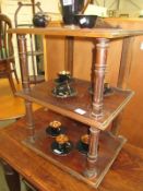 A dark pine 3 tier shelf unit