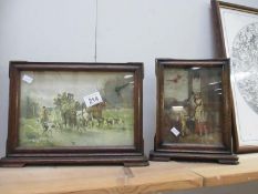 2 oak framed cries of London prints mantle clocks