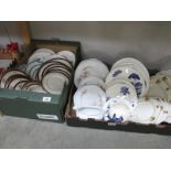 2 boxes containing large lot of various dinner plates etc.