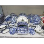 A good lot of blue and white china including Spode etc.