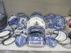 A good lot of blue and white china including Spode etc.