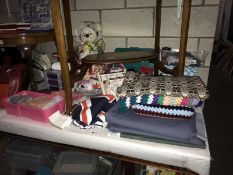 A good lot of sewing items including fabric