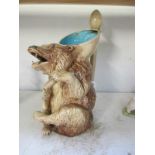 A rare 19th century Majolica bear jug (a/f cracked and missing tooth)