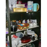 3 shelves of kitchenalia including a single induction hob (boxed as new),