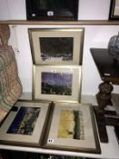 4 framed and glazed prints