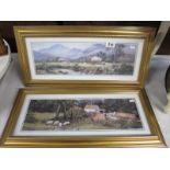 A pair of gilt framed bygone farming scenes