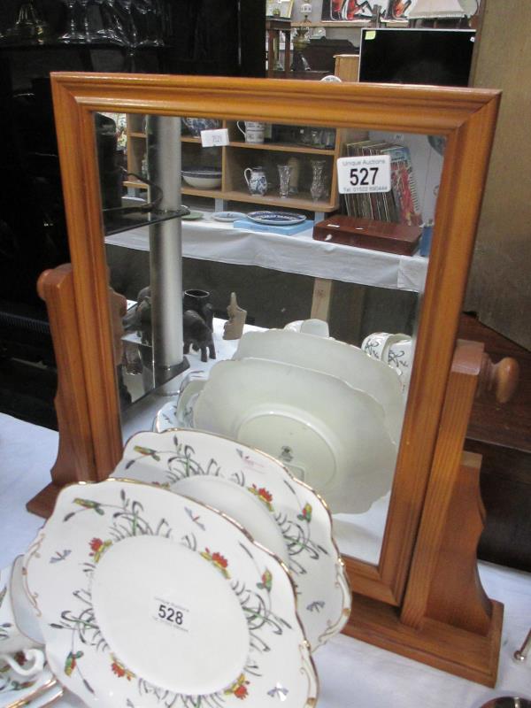 A pine dressing table mirror