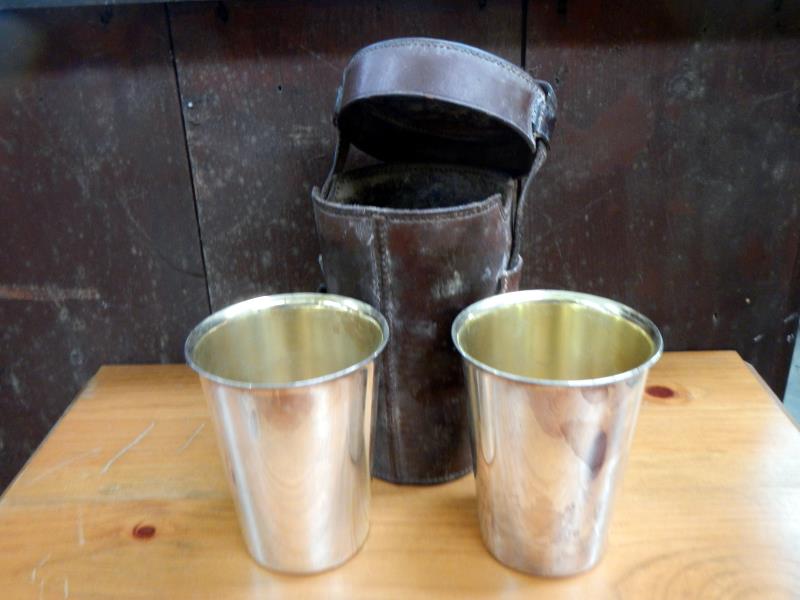 A leather cased set of 6 beakers, - Image 4 of 5