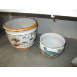 A Burlington ware hunting scene plant pot and 1 other