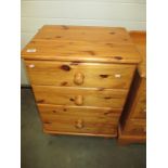 A solid pine 3 drawer chest of drawers