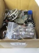 A box of costume jewellery including bangles etc.