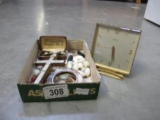 A mixed lot including golf related cuff links, gold/silver cuff links, silver photo frame etc.