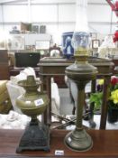 2 oil lamps (1 with chimney)