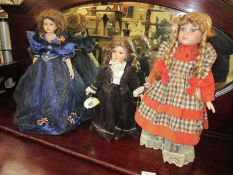 3 porcelain collectors dolls