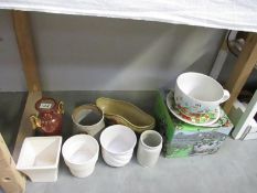 A large Ringtons cup and saucer planter (boxed) and quantity of other planters etc.