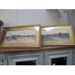 Two framed and glazed Victorian watercolours - farming and countryside scenes