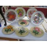 4 Capodimonte English Rose boxed plates in tribute of Lady Diana Spencer and 4 Royal Albert flower