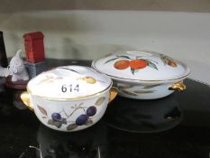 2 Royal Worcester Evesham lidded dishes