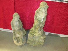 2 garden statues