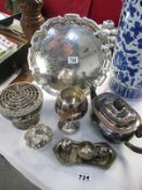 A quantity of silver plate including tray, teapot etc.