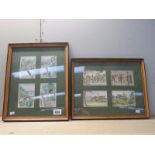 2 framed and glazed collage prints including Clovelly Devon