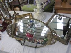 2 brass and framed and a gilt framed mirrors