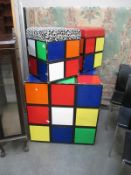 3 Rubik's Cube storage boxes - one large and two smaller examples