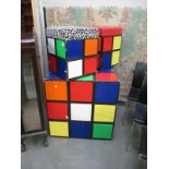 3 Rubik's Cube storage boxes - one large and two smaller examples