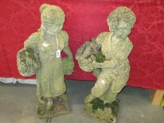 2 garden statues,