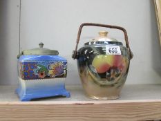 2 pottery biscuit barrels