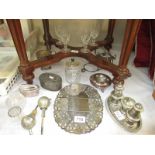 A good lot of silver plated items and 2 sets of glasses