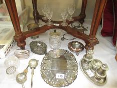 A good lot of silver plated items and 2 sets of glasses