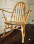 An light wood ERCOL rocking chair