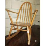 An light wood ERCOL rocking chair